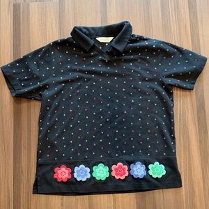 Vintage Bechamel Black Tee with Colorful Floral Accents